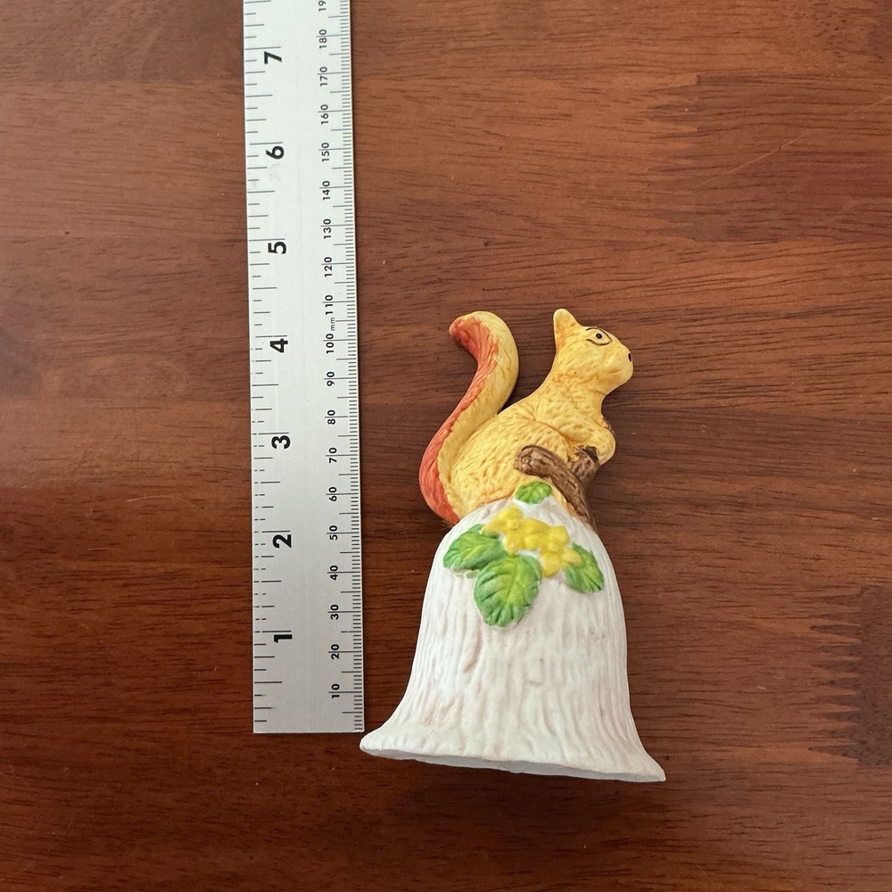 Vintage Porcelain Squirrel Decorative Hand Painted Floral Critter Bell 5" - Picture 7 of 7